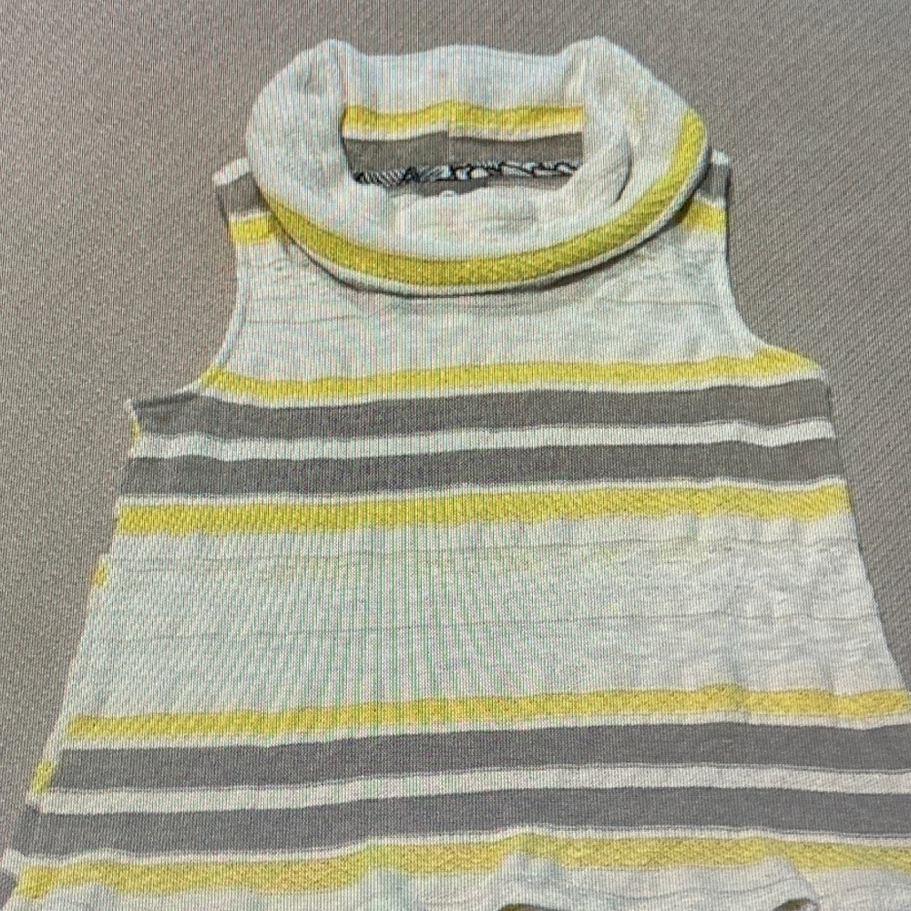 dolan Sleeveless Striped Knit Top in White, Gray & Yellow